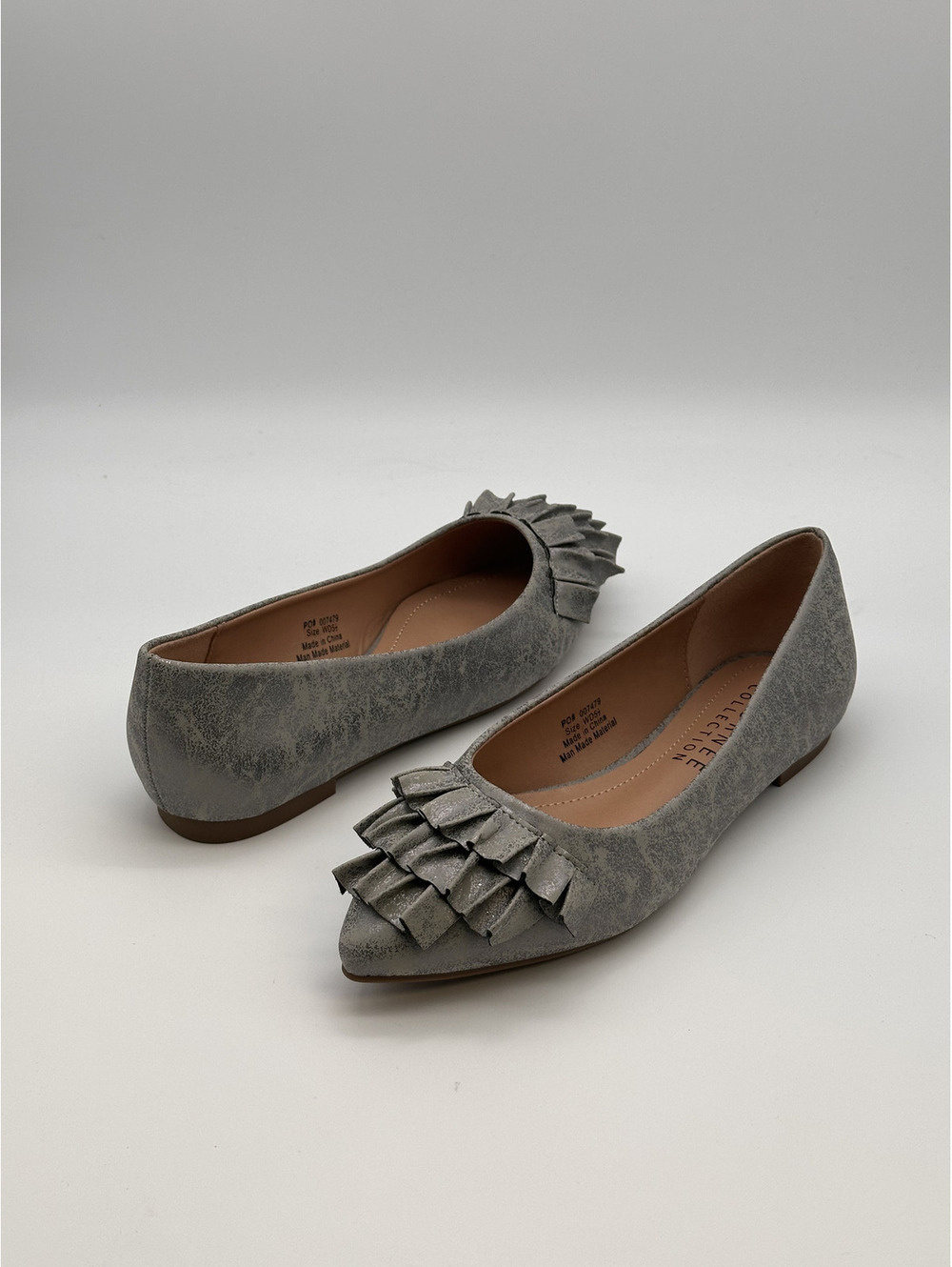 Journee Collection WD-Judy Pewter Ruffled Pointed Toe Flats - Picture 2 of 5